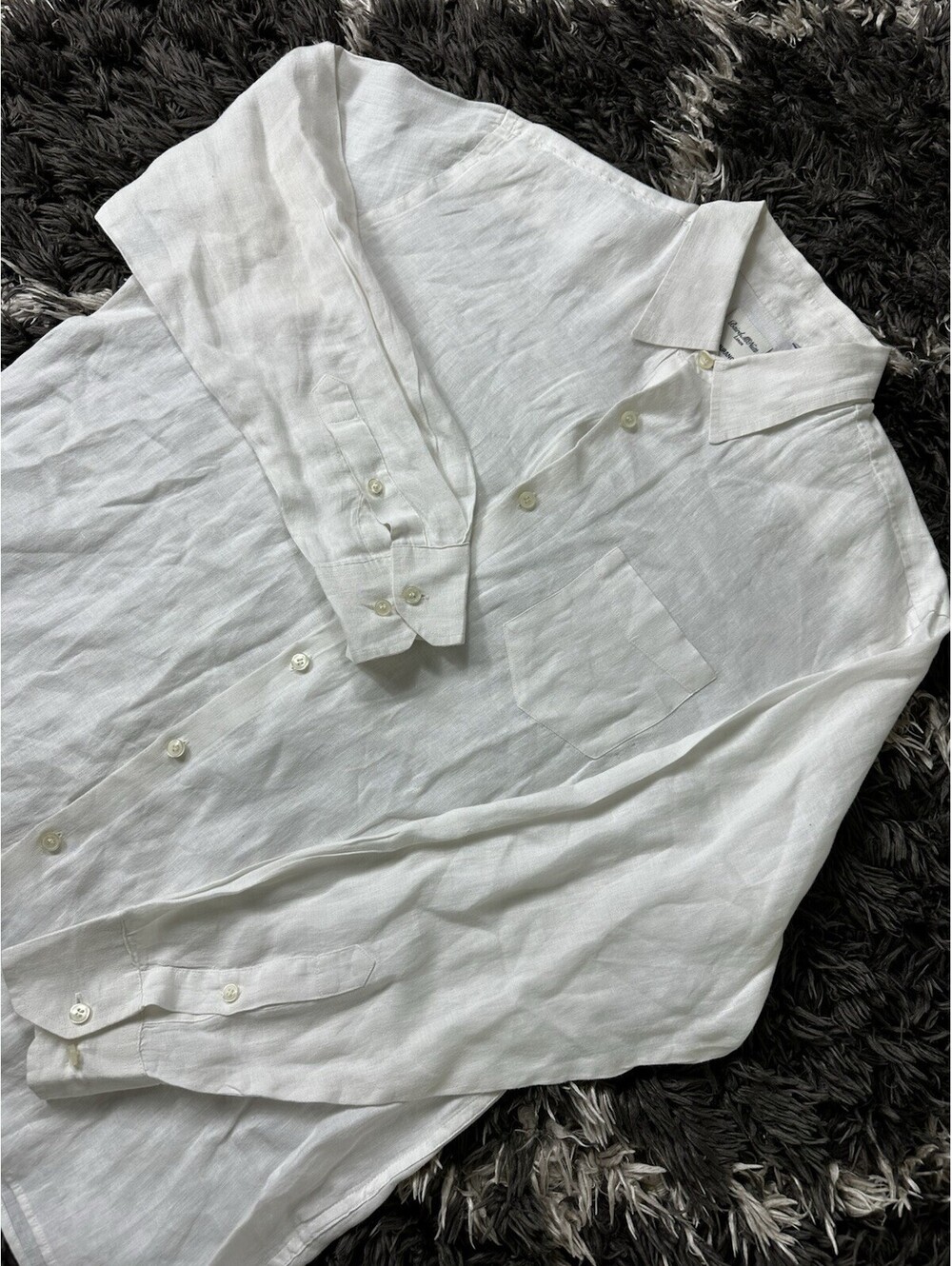 Murano Baird McNutt Linen Shirt Mens Size L White Long Sleeve Button Up Pocket